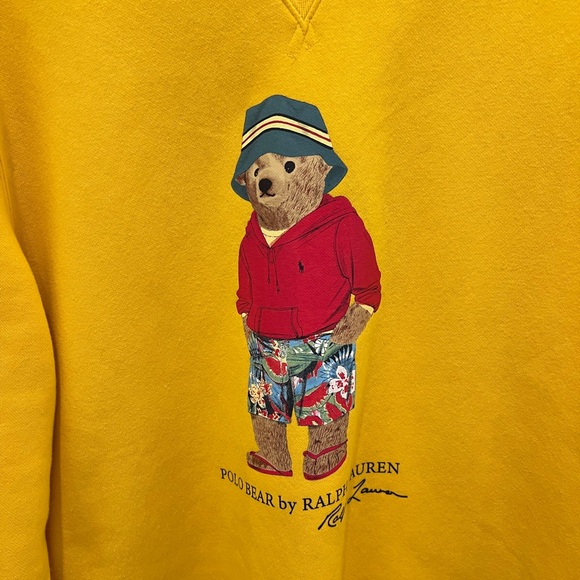 Ralph Lauren Yellow Crewneck Sweater with Bear Graphic - Picture 3 of 5